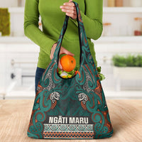 Aotearoa Iwi Ngāti Maru Taranaki Grocery Bag Maori Wharenui House Tribal Pattern