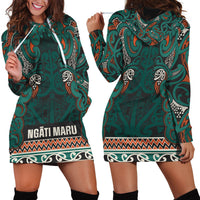 Aotearoa Iwi Ngāti Maru Taranaki Hoodie Dress Maori Wharenui House Tribal Pattern