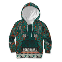 Aotearoa Iwi Ngāti Maru Taranaki Kid Hoodie Maori Wharenui House Tribal Pattern