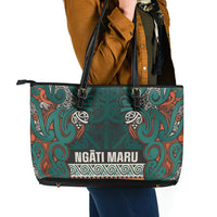 Aotearoa Iwi Ngāti Maru Taranaki Leather Tote Bag Maori Wharenui House Tribal Pattern