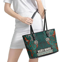 Aotearoa Iwi Ngāti Maru Taranaki Leather Tote Bag Maori Wharenui House Tribal Pattern