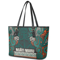 Aotearoa Iwi Ngāti Maru Taranaki Leather Tote Bag Maori Wharenui House Tribal Pattern