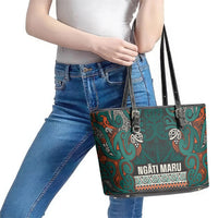 Aotearoa Iwi Ngāti Maru Taranaki Leather Tote Bag Maori Wharenui House Tribal Pattern