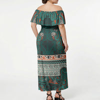 Aotearoa Iwi Ngāti Maru Taranaki Off Shoulder Maxi Dress Maori Wharenui House Tribal Pattern