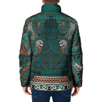 Aotearoa Iwi Ngāti Maru Taranaki Padded Jacket Maori Wharenui House Tribal Pattern