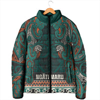 Aotearoa Iwi Ngāti Maru Taranaki Padded Jacket Maori Wharenui House Tribal Pattern