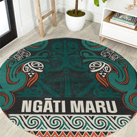 Aotearoa Iwi Ngāti Maru Taranaki Round Carpet Maori Wharenui House Tribal Pattern