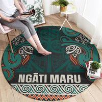 Aotearoa Iwi Ngāti Maru Taranaki Round Carpet Maori Wharenui House Tribal Pattern