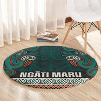 Aotearoa Iwi Ngāti Maru Taranaki Round Carpet Maori Wharenui House Tribal Pattern