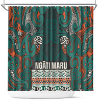 Aotearoa Iwi Ngāti Maru Taranaki Shower Curtain Maori Wharenui House Tribal Pattern