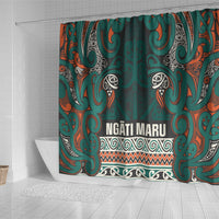 Aotearoa Iwi Ngāti Maru Taranaki Shower Curtain Maori Wharenui House Tribal Pattern