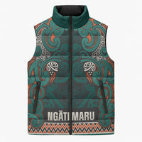 Aotearoa Iwi Ngāti Maru Taranaki Sleeveless Puffer Jacket Maori Wharenui House Tribal Pattern