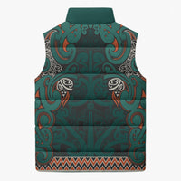 Aotearoa Iwi Ngāti Maru Taranaki Sleeveless Puffer Jacket Maori Wharenui House Tribal Pattern