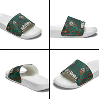 Aotearoa Iwi Ngāti Maru Taranaki Slide Sandals Maori Wharenui House Tribal Pattern