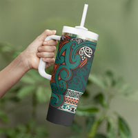 Aotearoa Iwi Ngāti Maru Taranaki Tumbler With Handle Maori Wharenui House Tribal Pattern