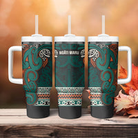 Aotearoa Iwi Ngāti Maru Taranaki Tumbler With Handle Maori Wharenui House Tribal Pattern