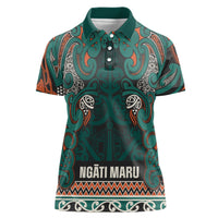 Aotearoa Iwi Ngāti Maru Taranaki Women Polo Shirt Maori Wharenui House Tribal Pattern