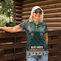 Aotearoa Iwi Ngāti Maru Taranaki Women Polo Shirt Maori Wharenui House Tribal Pattern