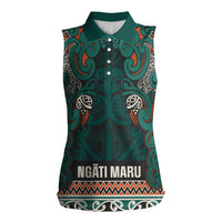 Aotearoa Iwi Ngāti Maru Taranaki Women Sleeveless Polo Shirt Maori Wharenui House Tribal Pattern
