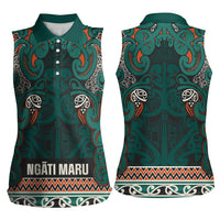 Aotearoa Iwi Ngāti Maru Taranaki Women Sleeveless Polo Shirt Maori Wharenui House Tribal Pattern