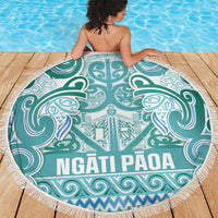 Aotearoa Iwi Ngati Paoa Beach Blanket Maori Wharenui House Tribal Pattern