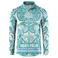 Aotearoa Iwi Ngati Paoa Button Sweatshirt Maori Wharenui House Tribal Pattern