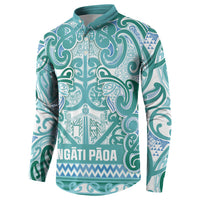 Aotearoa Iwi Ngati Paoa Button Sweatshirt Maori Wharenui House Tribal Pattern