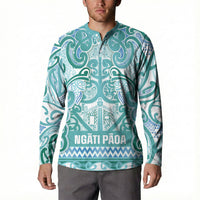 Aotearoa Iwi Ngati Paoa Button Sweatshirt Maori Wharenui House Tribal Pattern