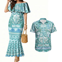 Aotearoa Iwi Ngati Paoa Couples Matching Mermaid Dress and Hawaiian Shirt Maori Wharenui House Tribal Pattern