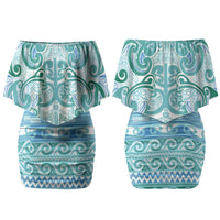 Aotearoa Iwi Ngati Paoa Couples Matching Off Shoulder Short Dress and Hawaiian Shirt Maori Wharenui House Tribal Pattern