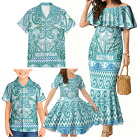 Aotearoa Iwi Ngati Paoa Family Matching Mermaid Dress and Hawaiian Shirt Maori Wharenui House Tribal Pattern