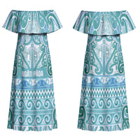 Aotearoa Iwi Ngati Paoa Family Matching Off Shoulder Maxi Dress and Hawaiian Shirt Maori Wharenui House Tribal Pattern