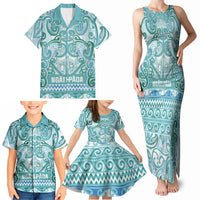 Aotearoa Iwi Ngati Paoa Family Matching Tank Maxi Dress and Hawaiian Shirt Maori Wharenui House Tribal Pattern