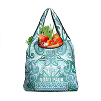 Aotearoa Iwi Ngati Paoa Grocery Bag Maori Wharenui House Tribal Pattern