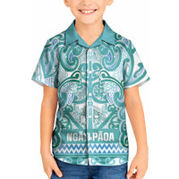 Aotearoa Iwi Ngati Paoa Kid Hawaiian Shirt Maori Wharenui House Tribal Pattern