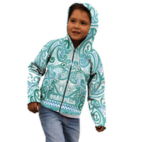Aotearoa Iwi Ngati Paoa Kid Hoodie Maori Wharenui House Tribal Pattern