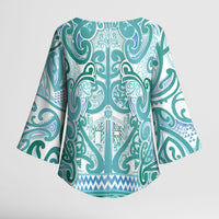 Aotearoa Iwi Ngati Paoa Kimono Sleeve Blouse Maori Wharenui House Tribal Pattern