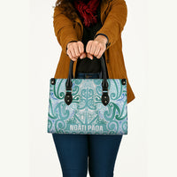 Aotearoa Iwi Ngati Paoa Leather Bag Maori Wharenui House Tribal Pattern
