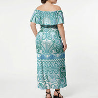 Aotearoa Iwi Ngati Paoa Off Shoulder Maxi Dress Maori Wharenui House Tribal Pattern