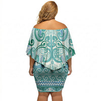 Aotearoa Iwi Ngati Paoa Off Shoulder Short Dress Maori Wharenui House Tribal Pattern
