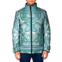 Aotearoa Iwi Ngati Paoa Padded Jacket Maori Wharenui House Tribal Pattern