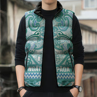 Aotearoa Iwi Ngati Paoa Sleeveless Puffer Jacket Maori Wharenui House Tribal Pattern