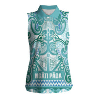 Aotearoa Iwi Ngati Paoa Women Sleeveless Polo Shirt Maori Wharenui House Tribal Pattern