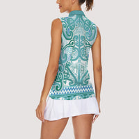 Aotearoa Iwi Ngati Paoa Women Sleeveless Polo Shirt Maori Wharenui House Tribal Pattern