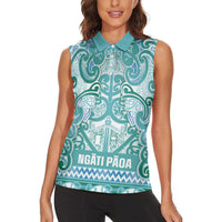 Aotearoa Iwi Ngati Paoa Women Sleeveless Polo Shirt Maori Wharenui House Tribal Pattern