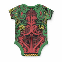 Aotearoa Iwi Ngati Hine Baby Onesie Maori Wharenui House Tribal Pattern