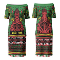 Aotearoa Iwi Ngati Hine Couples Matching Puletasi and Hawaiian Shirt Maori Wharenui House Tribal Pattern
