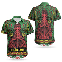 Aotearoa Iwi Ngati Hine Couples Matching Short Sleeve Bodycon Dress and Hawaiian Shirt Maori Wharenui House Tribal Pattern