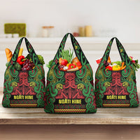 Aotearoa Iwi Ngati Hine Grocery Bag Maori Wharenui House Tribal Pattern