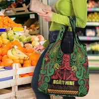 Aotearoa Iwi Ngati Hine Grocery Bag Maori Wharenui House Tribal Pattern